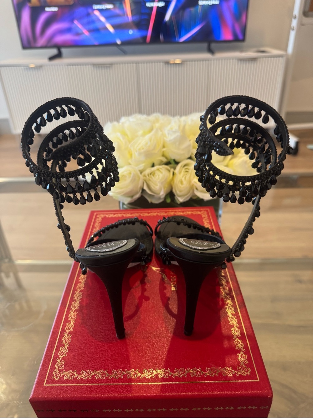 Rene Caovilla CHANDELIER BLACK SANDAL 105 - Picture 5 of 7